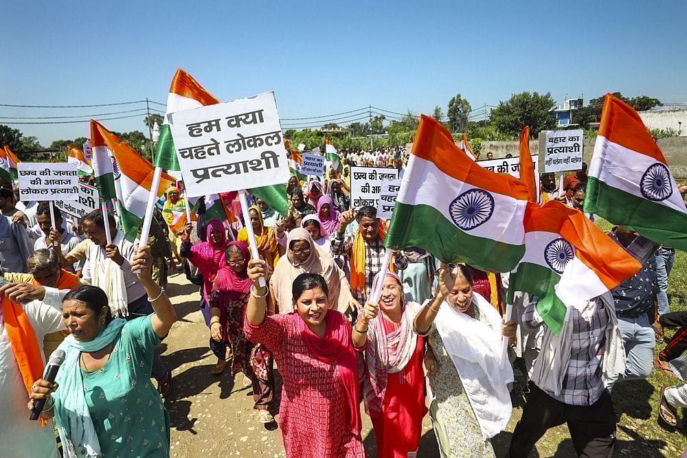 | Photo: PTI : J&K polls: BJP workers protest over unfair ticket distribution